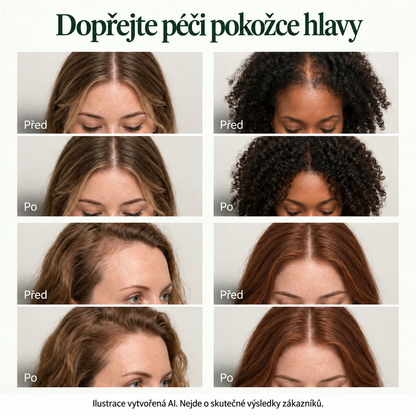 Ilustrační porovnání vlasové péče, vytvořeno AI