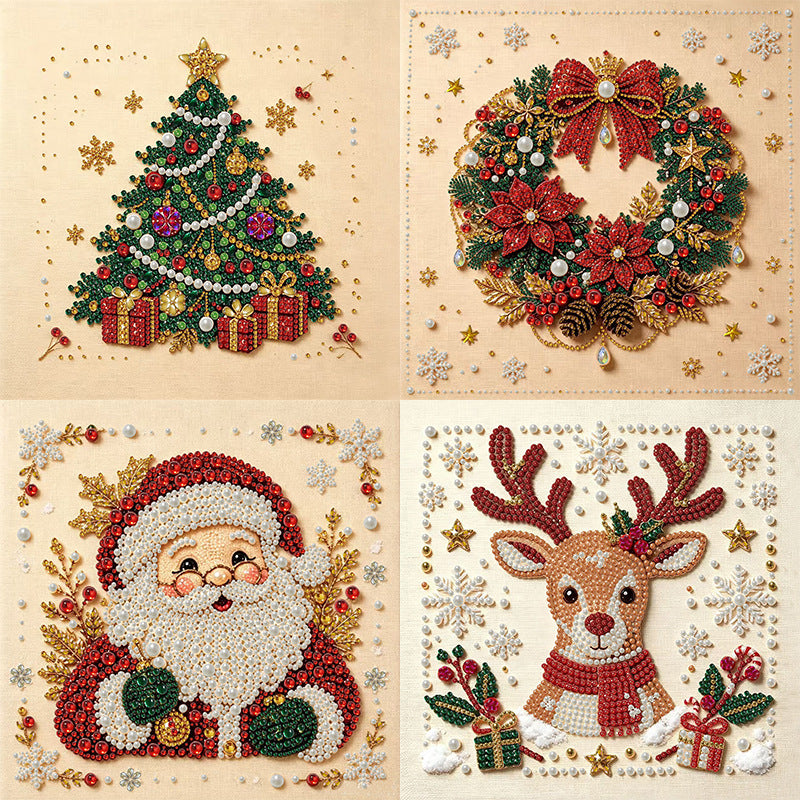 4-Piece Holiday Set Christmas pearl diamond art kit