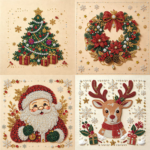 HUBUQ Christmas Pearl Diamond Art Kit - eight festive design options