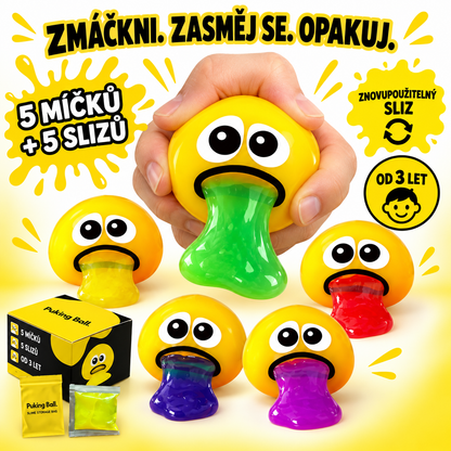 Sada 5 míčků Puking Ball s pěti slizy