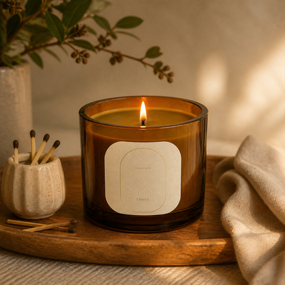 VELLISEA Ember Soy Candle 1:1 lifestyle scene
