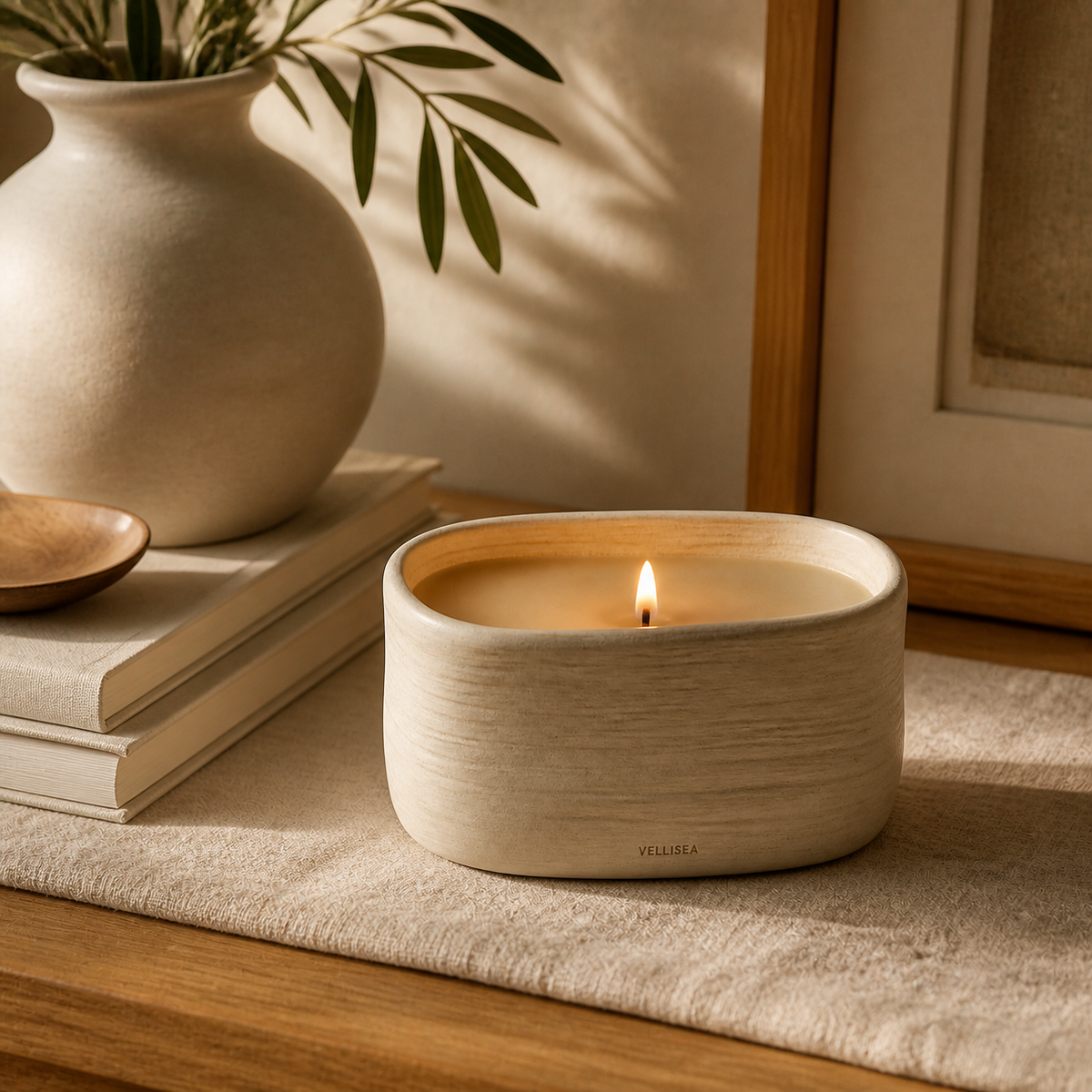 VELLISEA Hearth Ceramic Candle 1:1 lifestyle scene