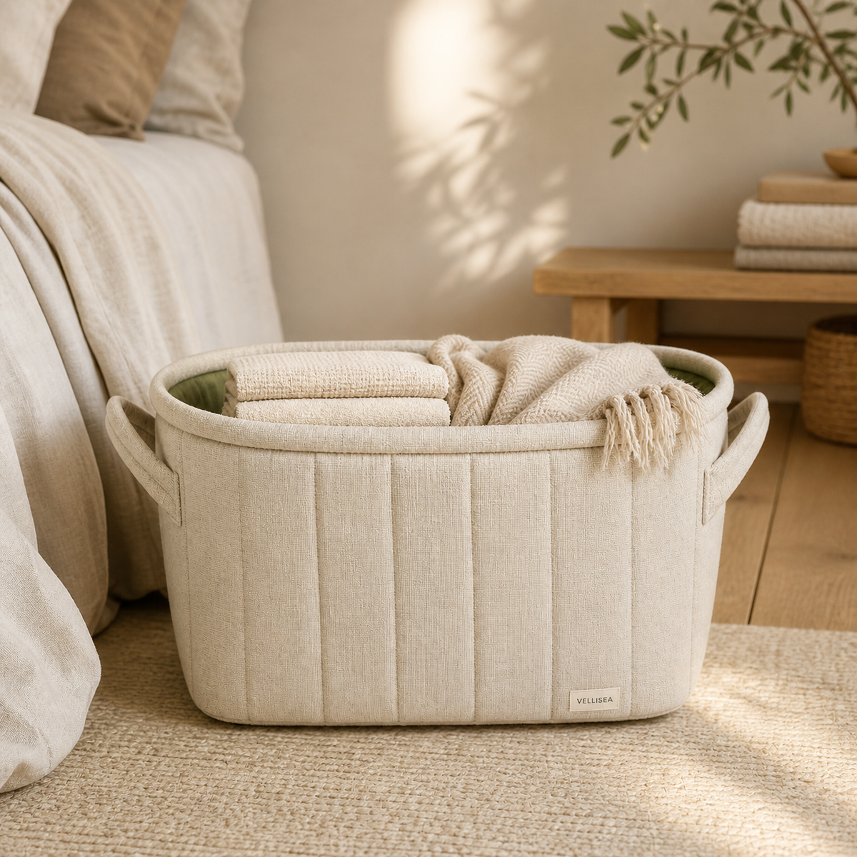 VELLISEA Nest Linen Basket 1:1 lifestyle scene